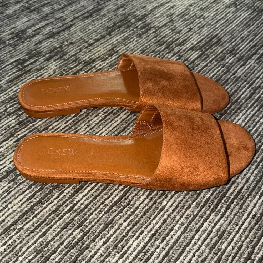 New J.Crew Microsuede Mules Size 10
